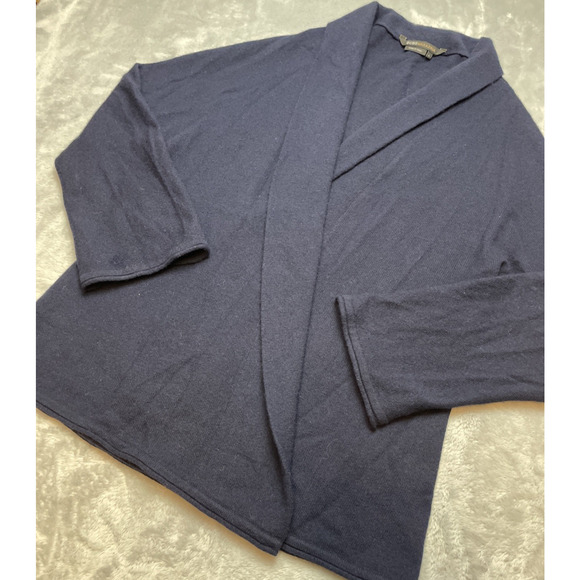 BCBG Maxazria Cardigan Sweater Womens L Navy 100% Lambswool Shawl Collar - Picture 1 of 7